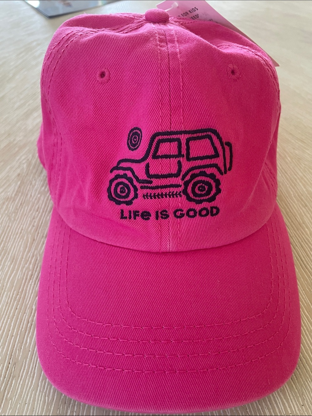 Life is Good Pink Embroidered Hat